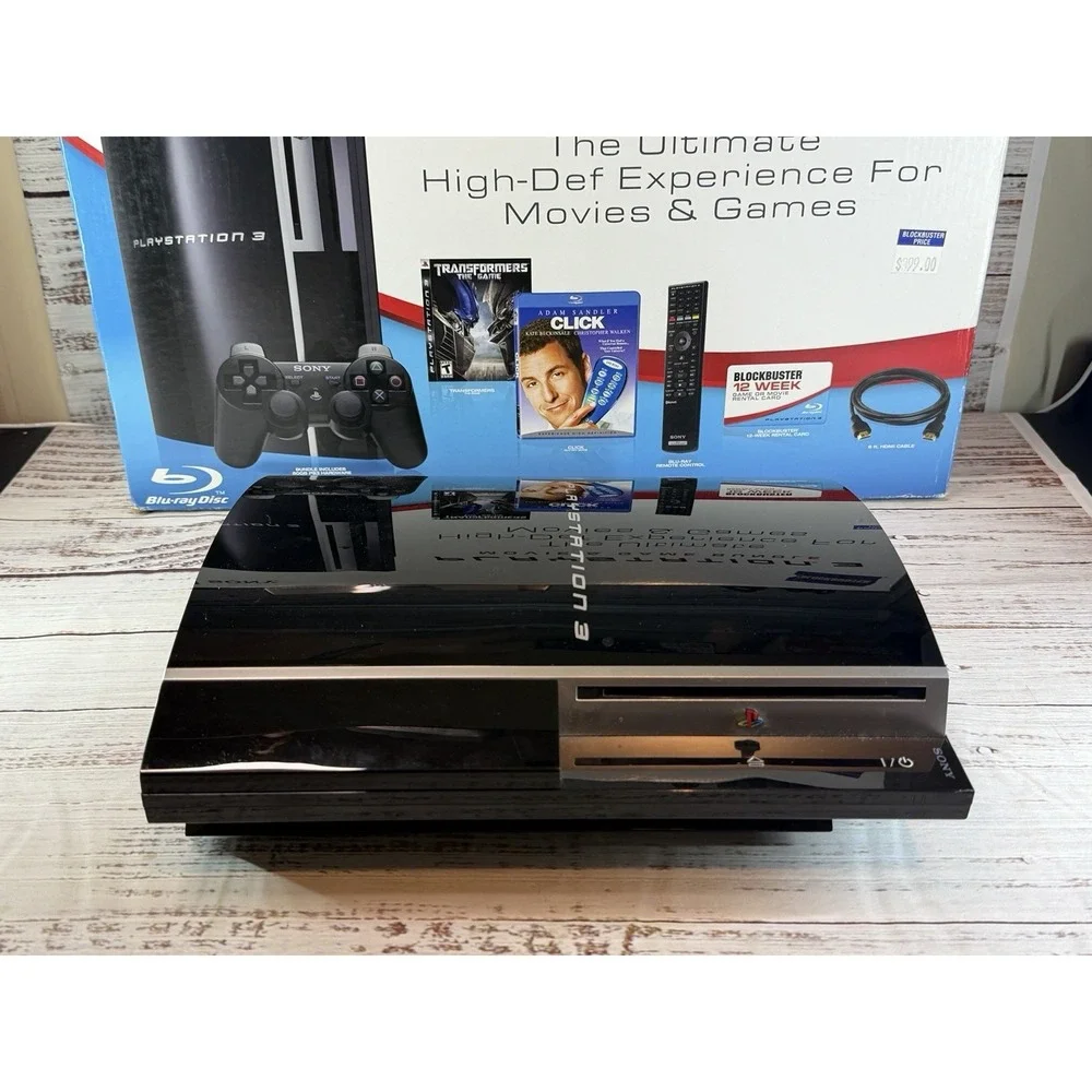 RARE Blockbuster X PlayStation 3 Movie & Game Bundle CECHL01 Fat Console